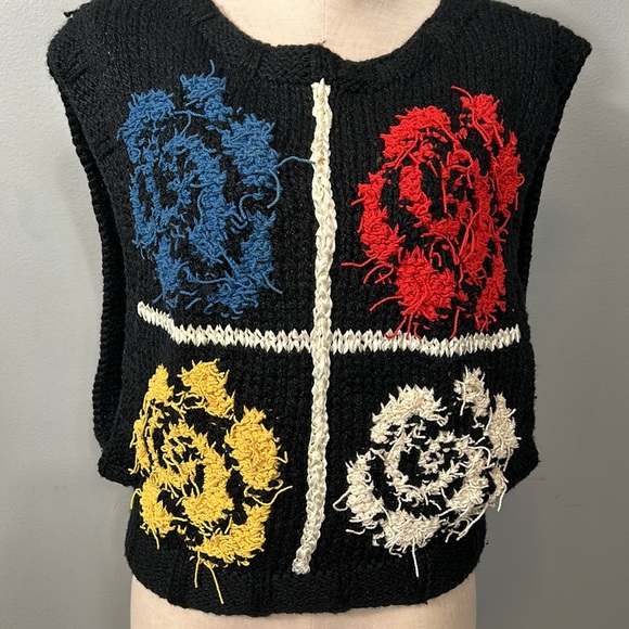 Vintage vest sweater knit open sided size M - Picture 9 of 11